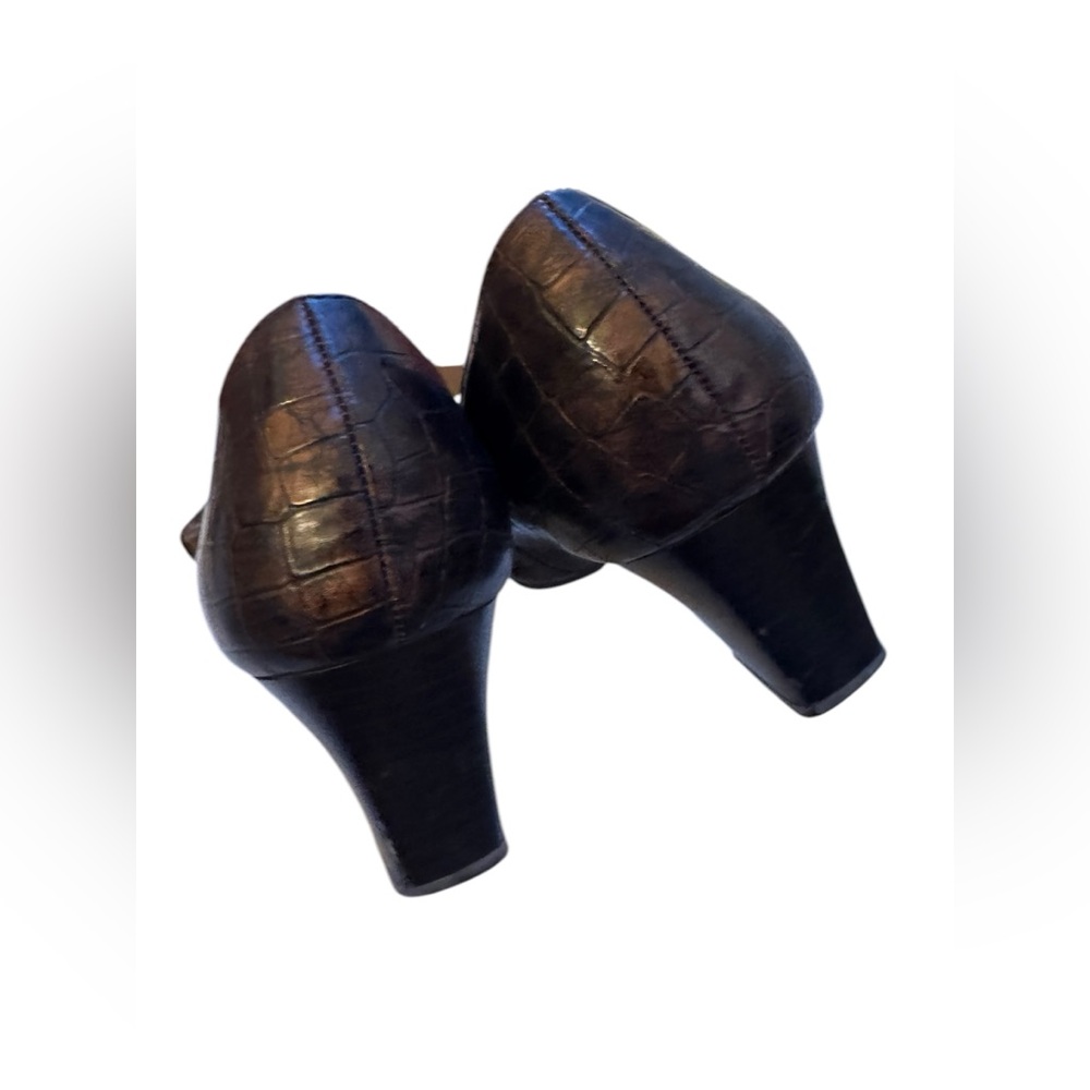 Vintage Copper Brown Mary Jane Heels Women’s Size  8M Chunky Heel Retro Shoes - Picture 3 of 6